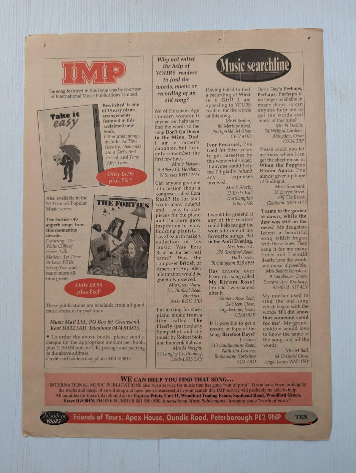Vintage Yours Magazine "Bewitched" Free Pull-Out Music Sheet