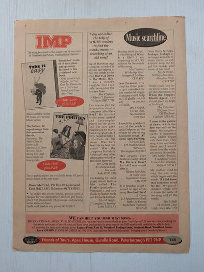 Vintage Yours Magazine "Bewitched" Free Pull-Out Music Sheet