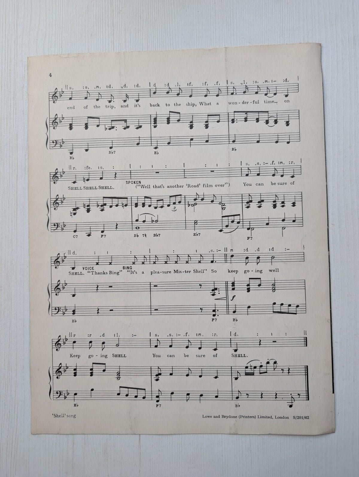 Bing Sings Shell: The Shell Song as sung by Bing Crosby - Piano Sheet Music