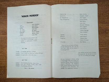 Bramcote Hills Drama Group Minor Murder Theatre Programme