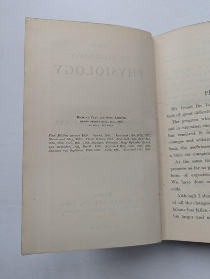 Lessons in Elementary Physiology by Thomas H. Huxley - 1905 - Macmillan & Co Ltd