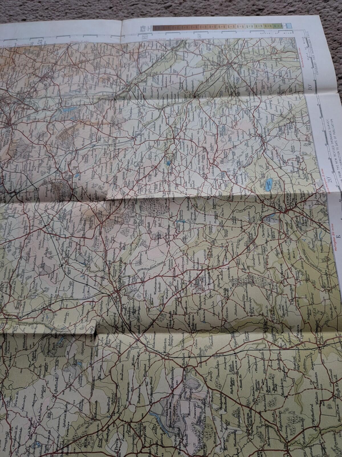 Bartholomew's New Reduced Survey Map of Cheshire - Stanford & Mann - 1910