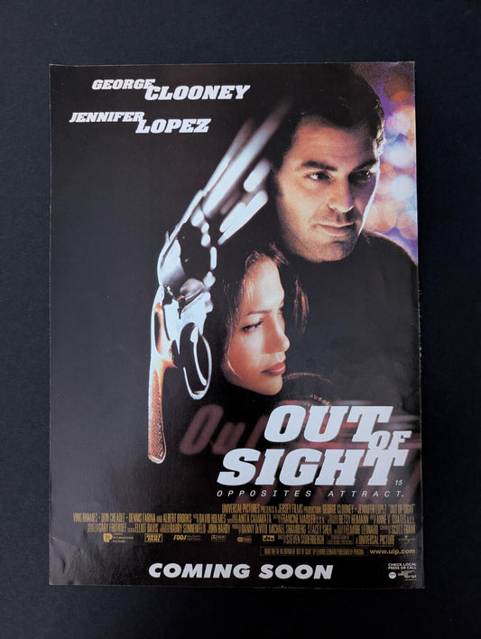 Out of Sight 1998 George Clooney/J.Lo Movie "Coming Soon" Advert - See Details