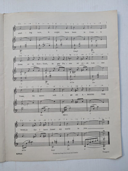 Around the World in 80 Days - Gracie Fields 1956 Sheet Music Chappell & Co Ltd