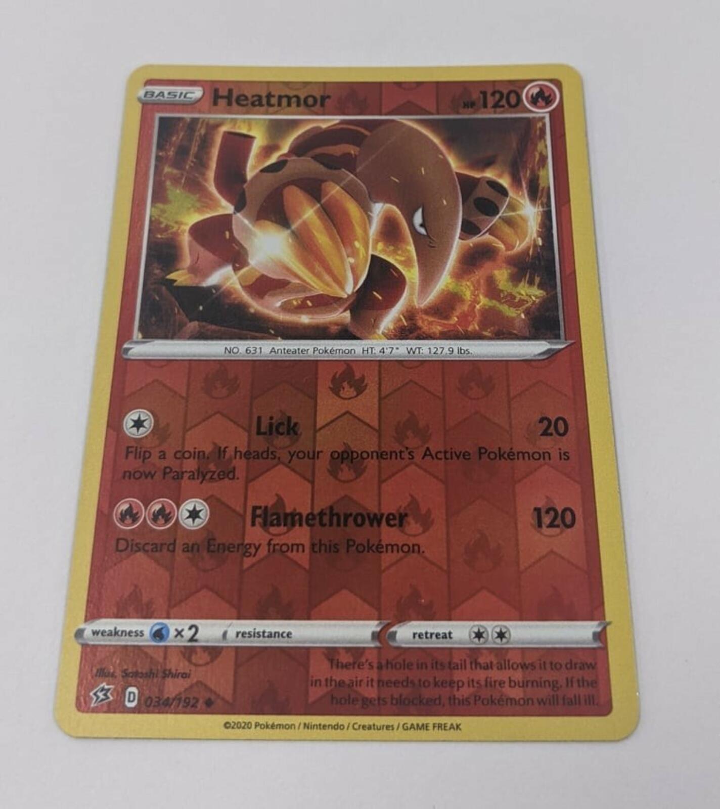 Heatmor 034/192 Pokemon SWSH Rebel Clash Reverse Holo Card