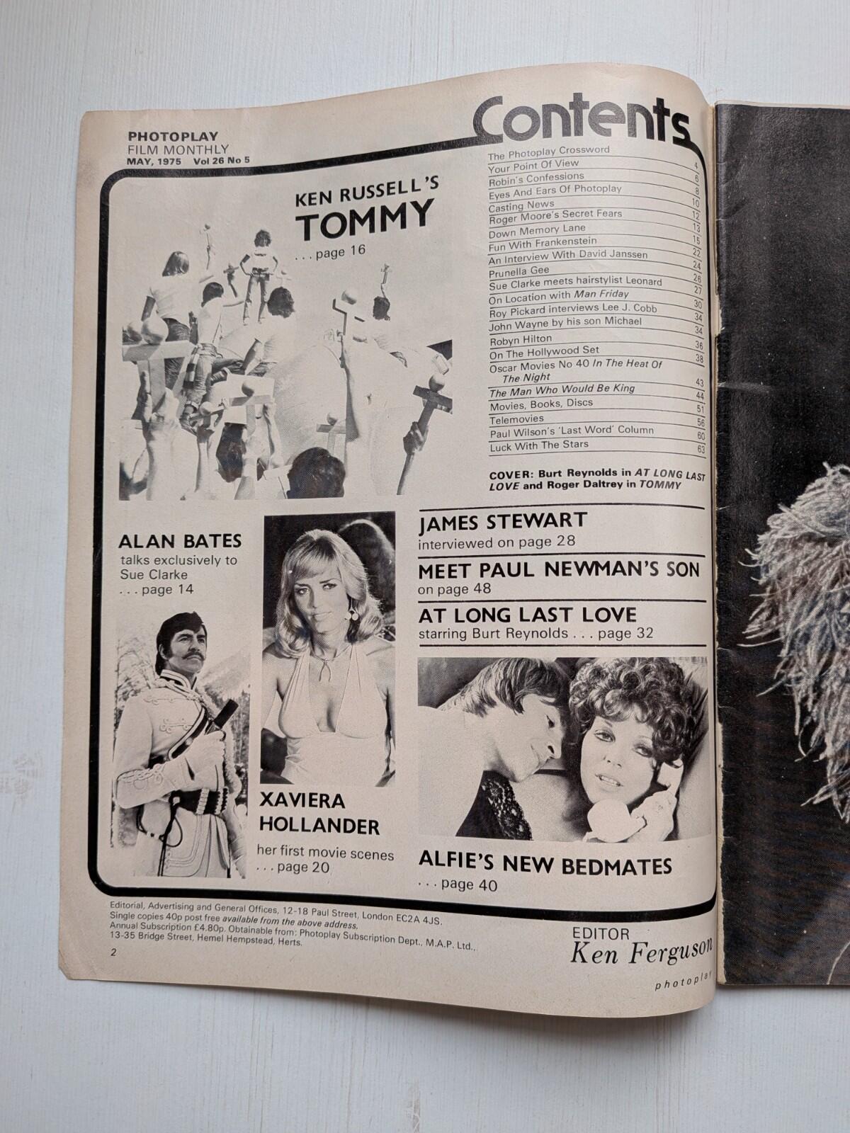 Photoplay Film Monthly Vol. 26 No. 5 May 1975, Burt Reynolds/Roger Daltery Cover