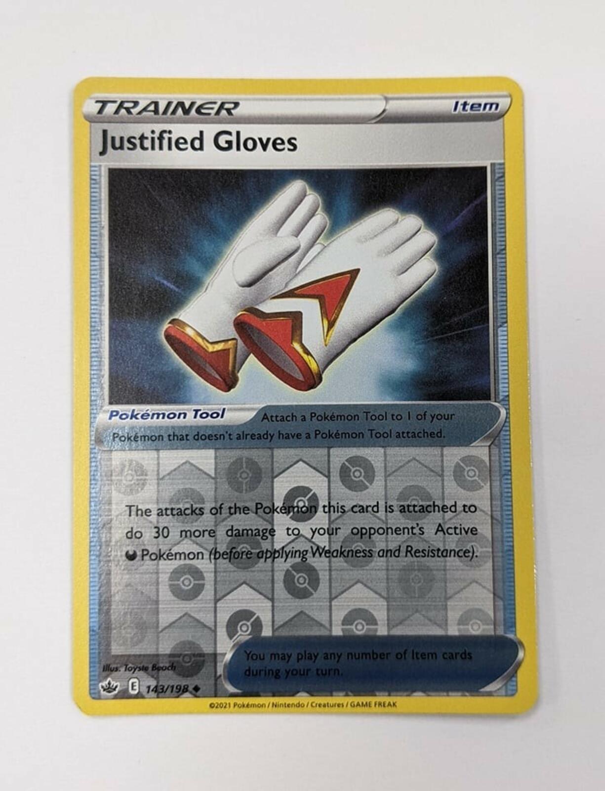 Justified Gloves 143/198 Pokemon SWSH Chilling Reign Reverse Holo Card