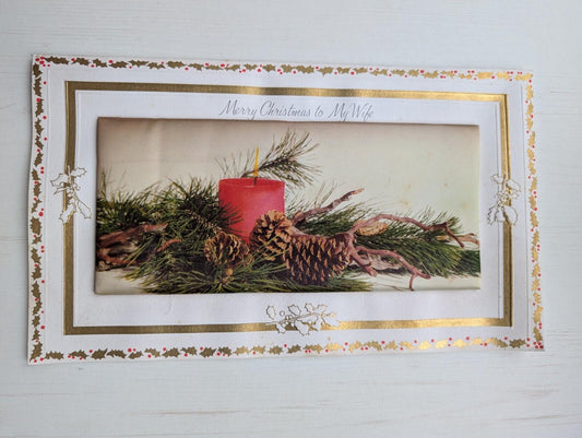 Vintage Padded "Merry Christmas to My Wife" Large Hallmark Card - 1960's Approx