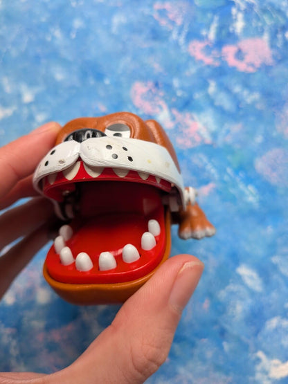 Vintage Rare PlayGo Finger-Biting Bulldog Keychain Toy