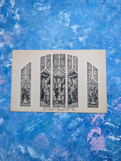Vintage Welsh Postcard - Main Window at Penrhos College Assembly Hall, Colwyn Bay
