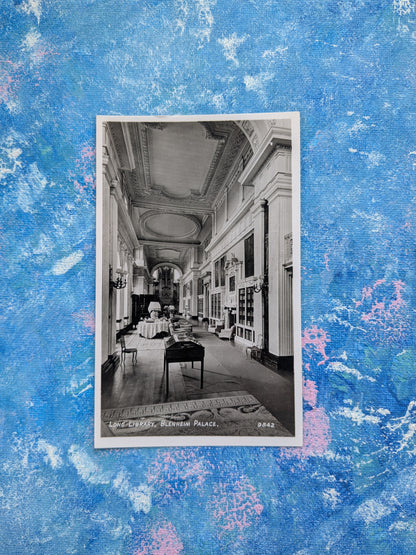Vintage Blenheim Palace Postcard - The Long Library 9842 Real Photo