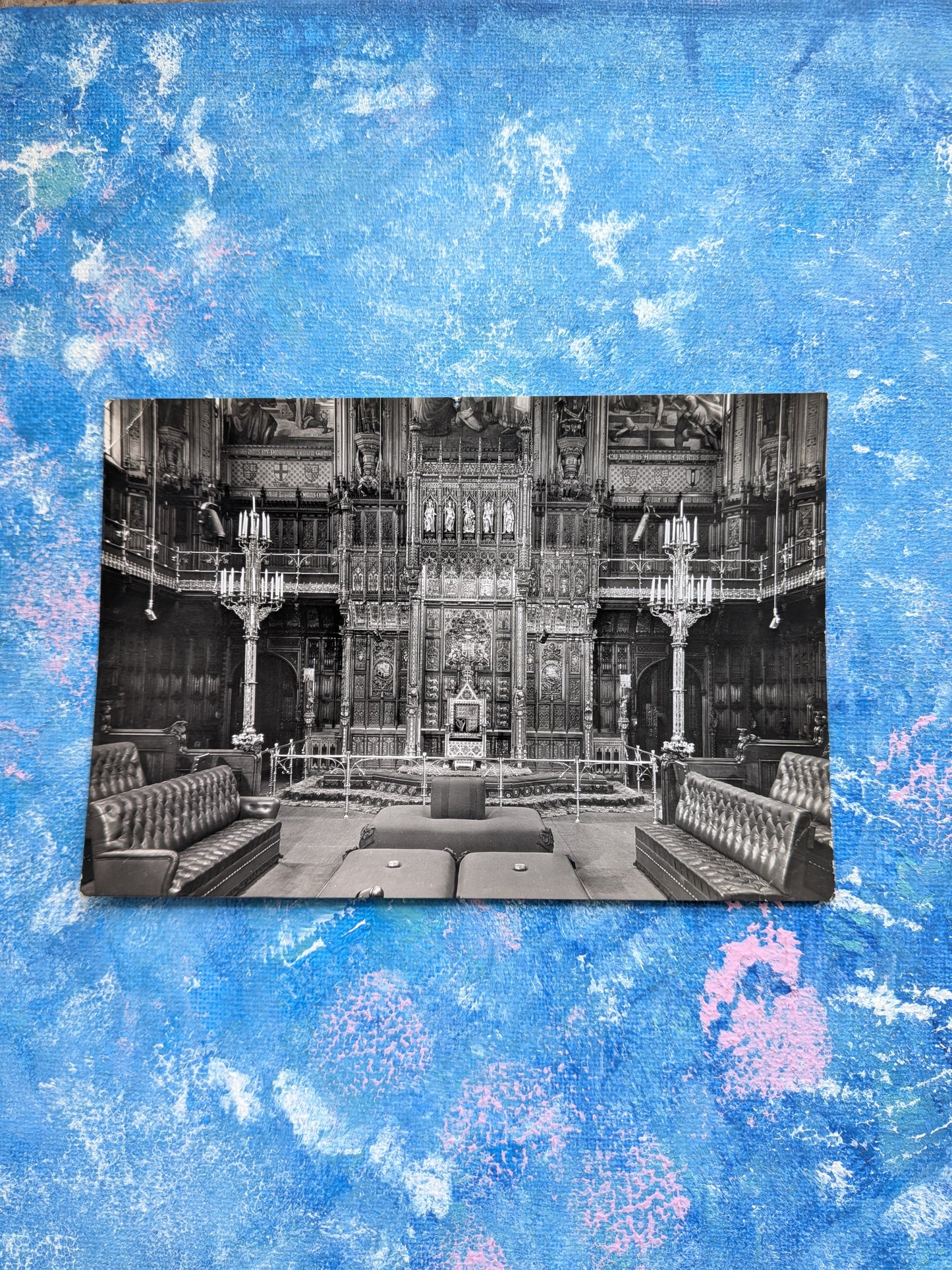 Vintage Palace of Westminster Postcard - House of Lords, The Throne & The Woolsack