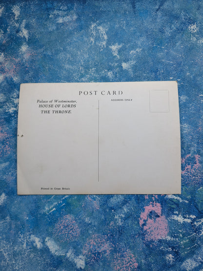 Vintage Palace of Westminster House of Lords - The Throne Postcard