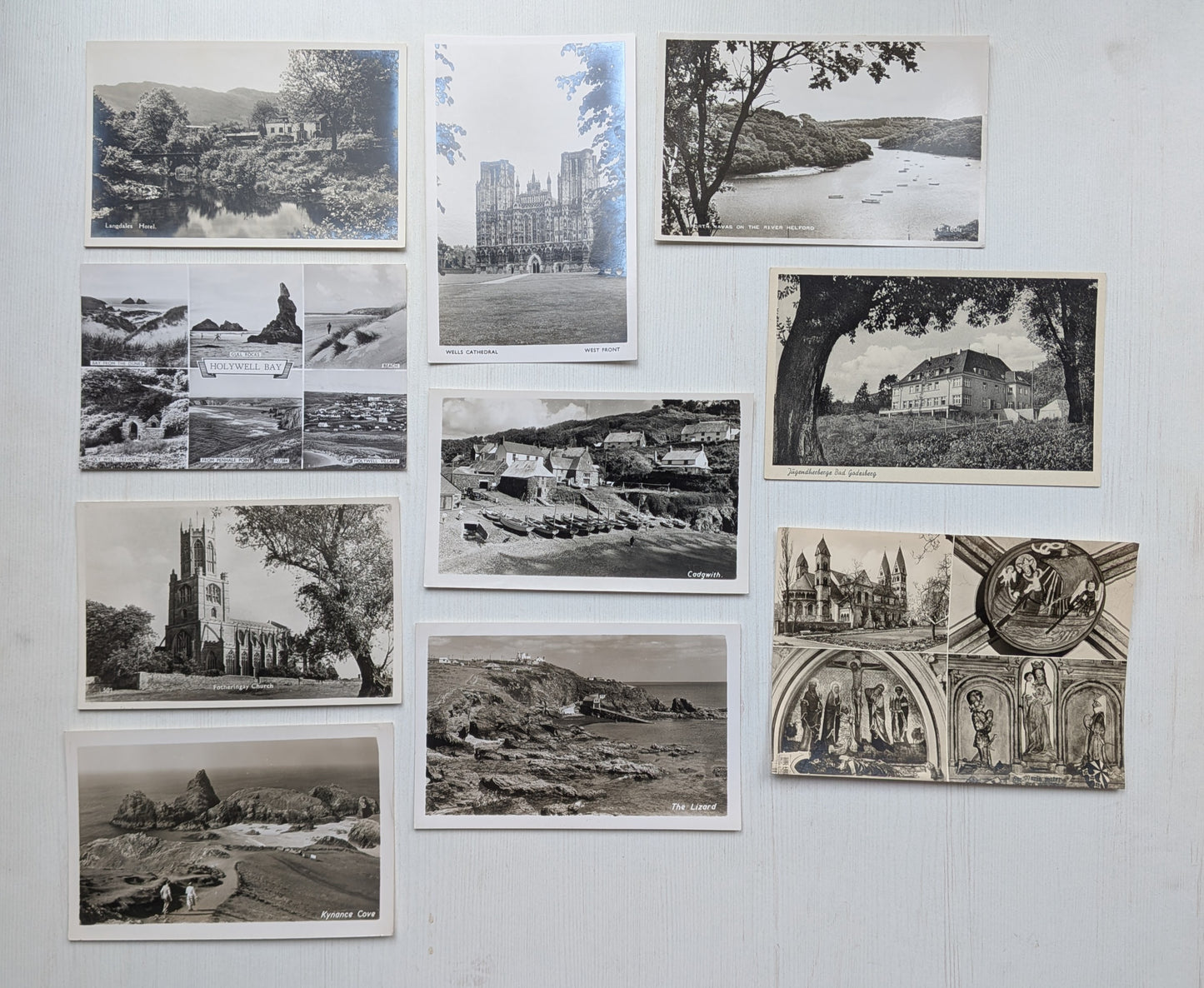 Vintage Black and White Postcards x10 Bundle #2