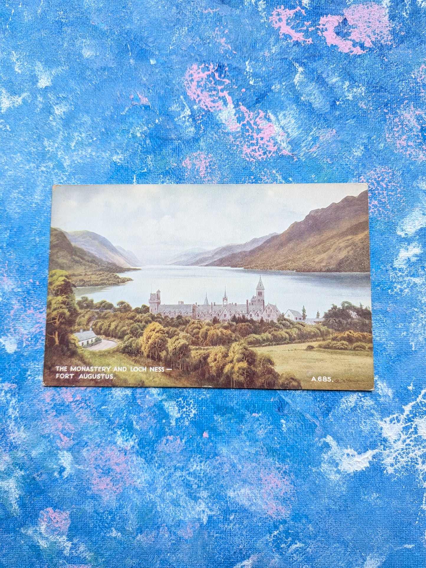 Vintage Scottish Postcard - The Monastery and Loch Ness, Fort Augustus - Valentine's Art Colour
