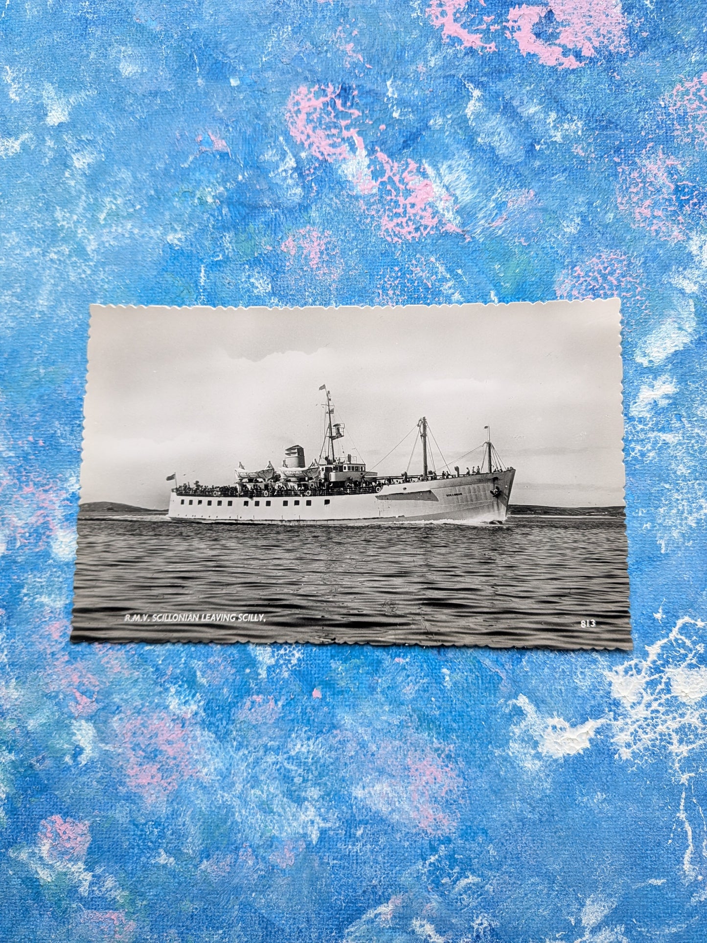 Vintage Shipping Postcard - R.M.V. Scillonian Leaving Scilly Real Photo - James Gibson