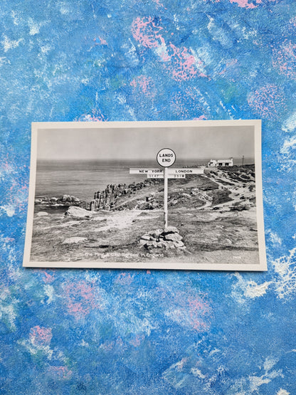 Vintage Lands End Postcard - "The First & Last Signpost in England" - Photo Precision Real Photo