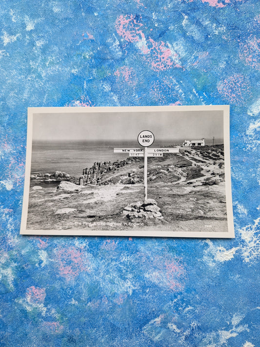 Vintage Lands End Postcard - "The First & Last Signpost in England" - Photo Precision Real Photo