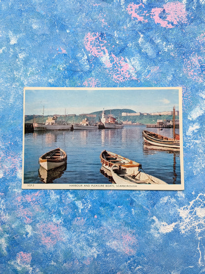 Vintage Scarborough Postcard - Harbour and Pleasure Boats SCP. 5