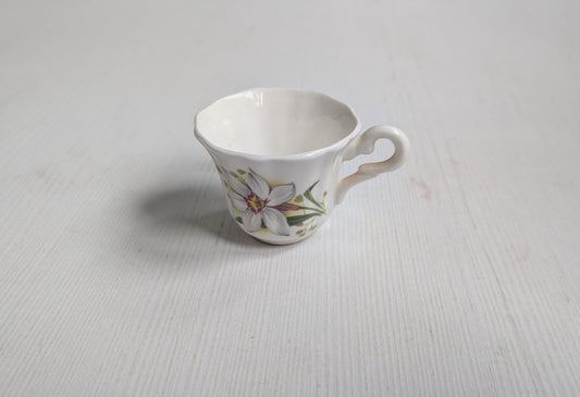 Vintage Miniature White Floral Fine China Tea Cup - Unmarked - Made in England