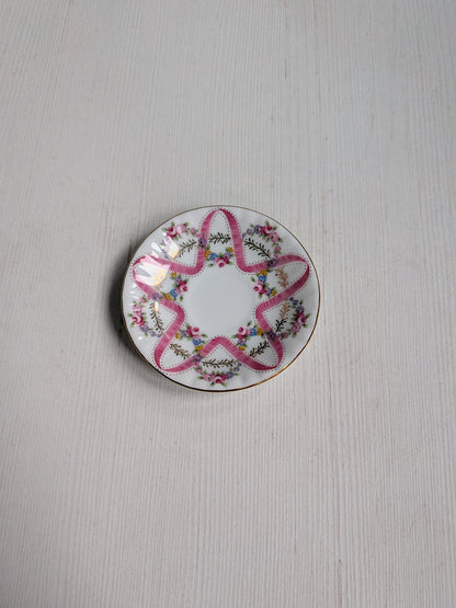 Vintage Mayfair "Pink Ribbons" Miniature Ceramic Saucer