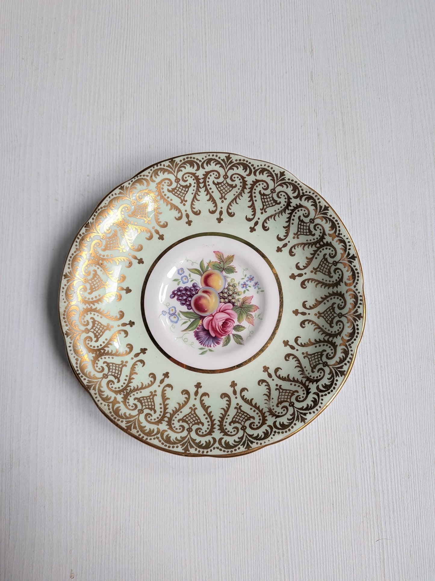 Vintage Paragon China Saucer - Floral/Fruit Pattern - By Appointment HM Queen