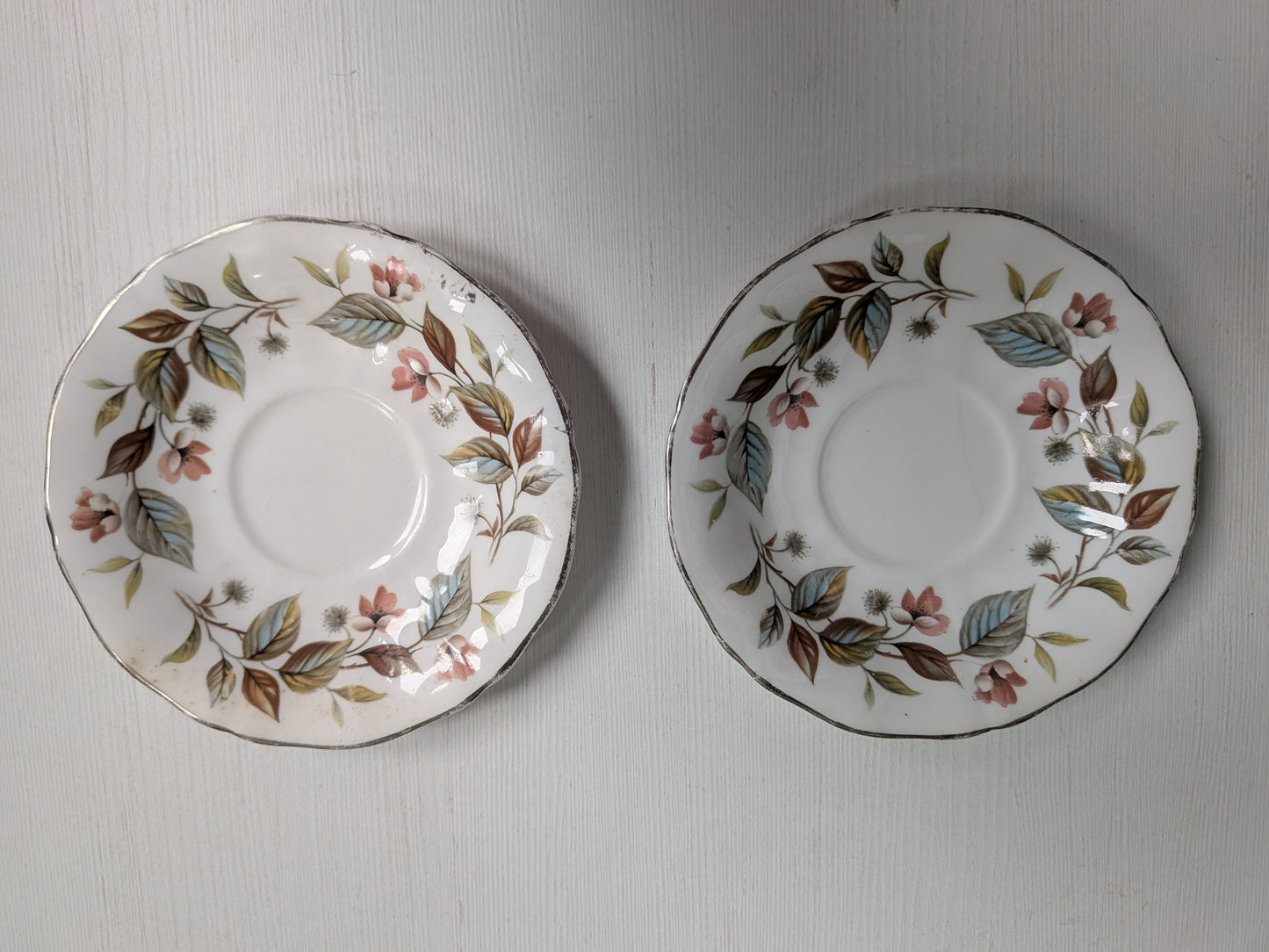 Vintage Royal Adderley Beechwood Pattern x2 Fine Bone China Saucers