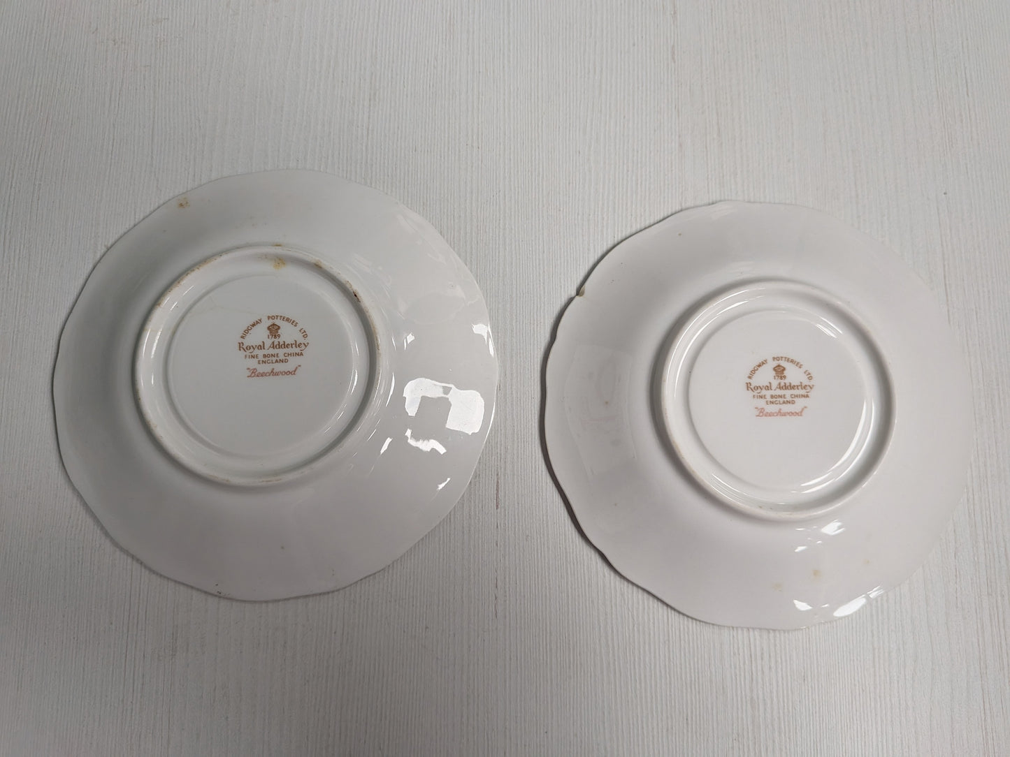 Vintage Royal Adderley Beechwood Pattern x2 Fine Bone China Saucers