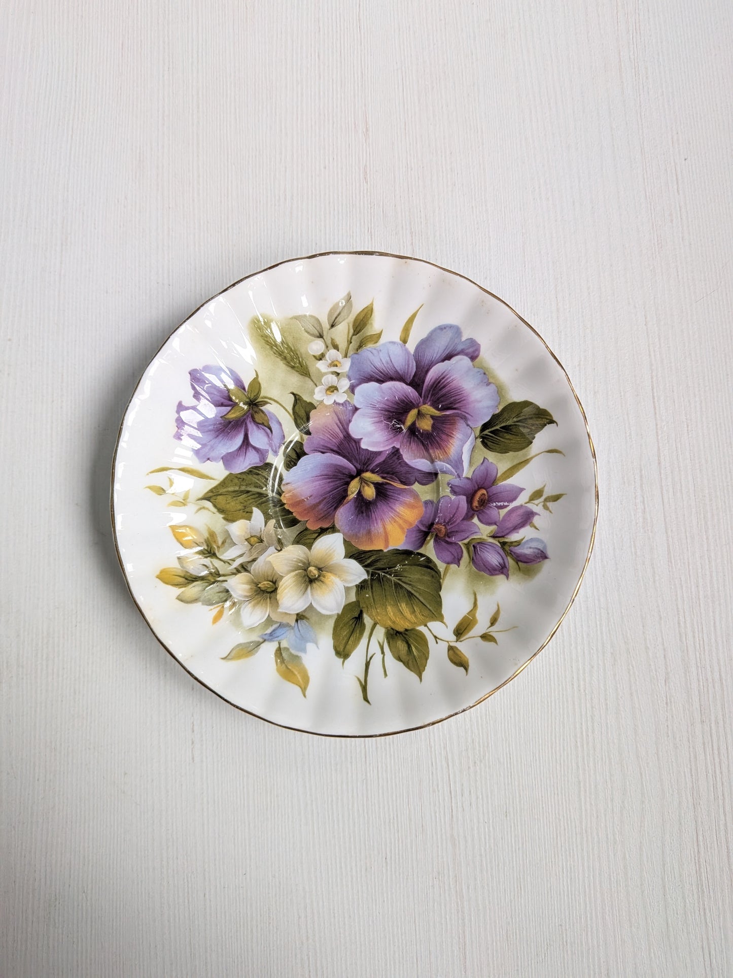 Vintage Royal Stafford Pansy-Patterned Bone China Saucer