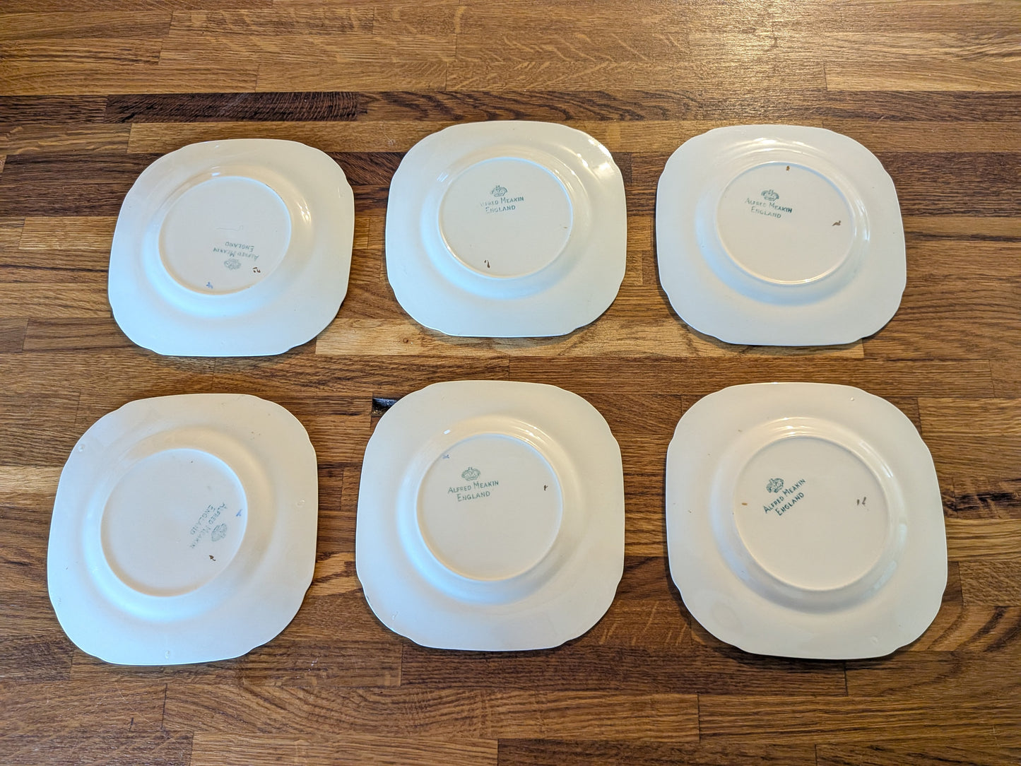 x6 Vintage Alfred Meakin Cream English Rose Saucers/Side Plates