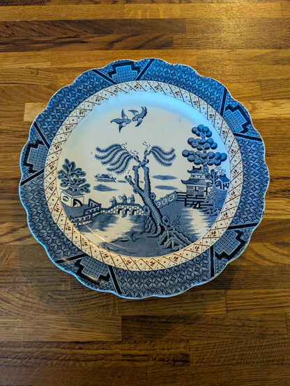 x3 Booths Real Old Willow Blue/White Porcelain Plates - x2 Medium + 1 Large