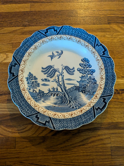 x3 Booths Real Old Willow Blue/White Porcelain Plates - x2 Medium + 1 Large