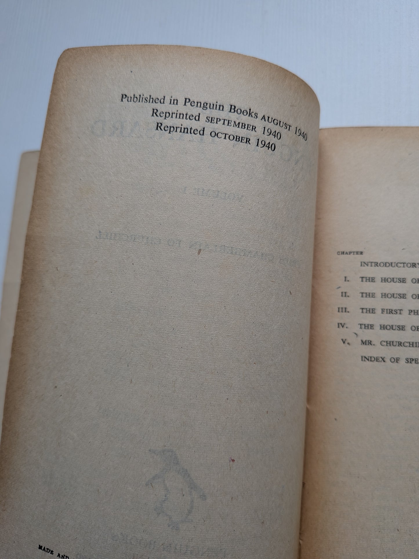 The Penguin Hansard Volume 1: From Chamberlain To Churchill - 1940