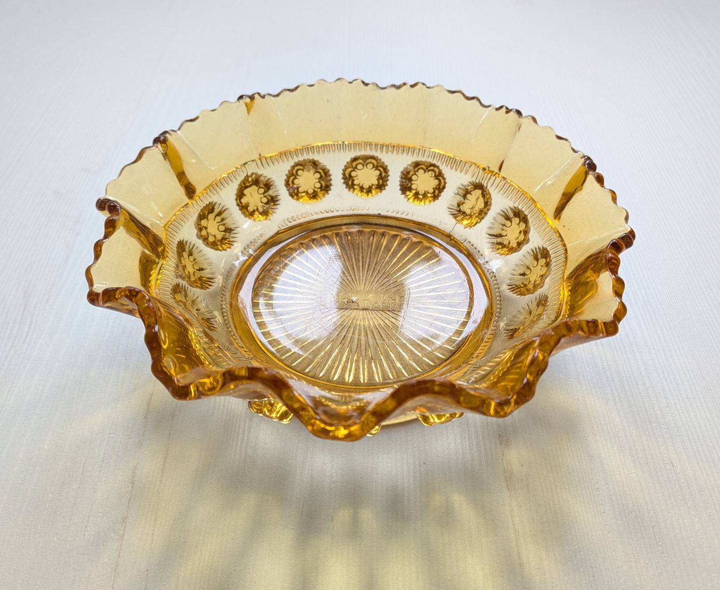 Antique Davidson Amber Coloured Glass Art Deco Small Bowl/Dish - 1920s Approx