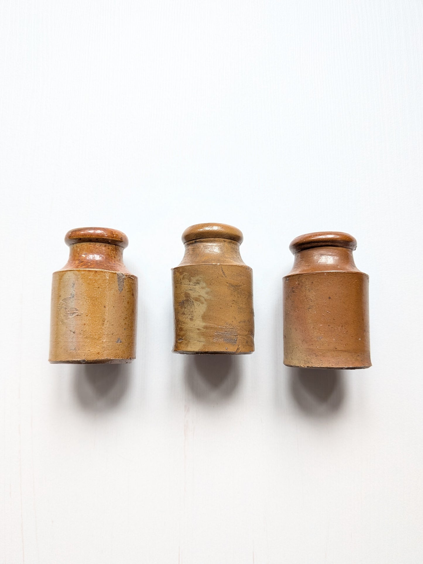 Antique Earthenware Small Pots - Set of 3 - 19th Century Approx
