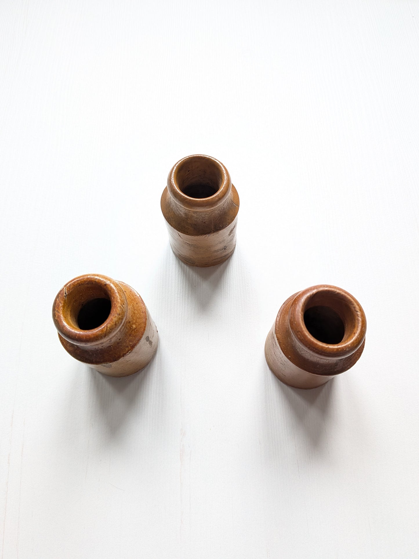 Antique Earthenware Small Pots - Set of 3 - 19th Century Approx