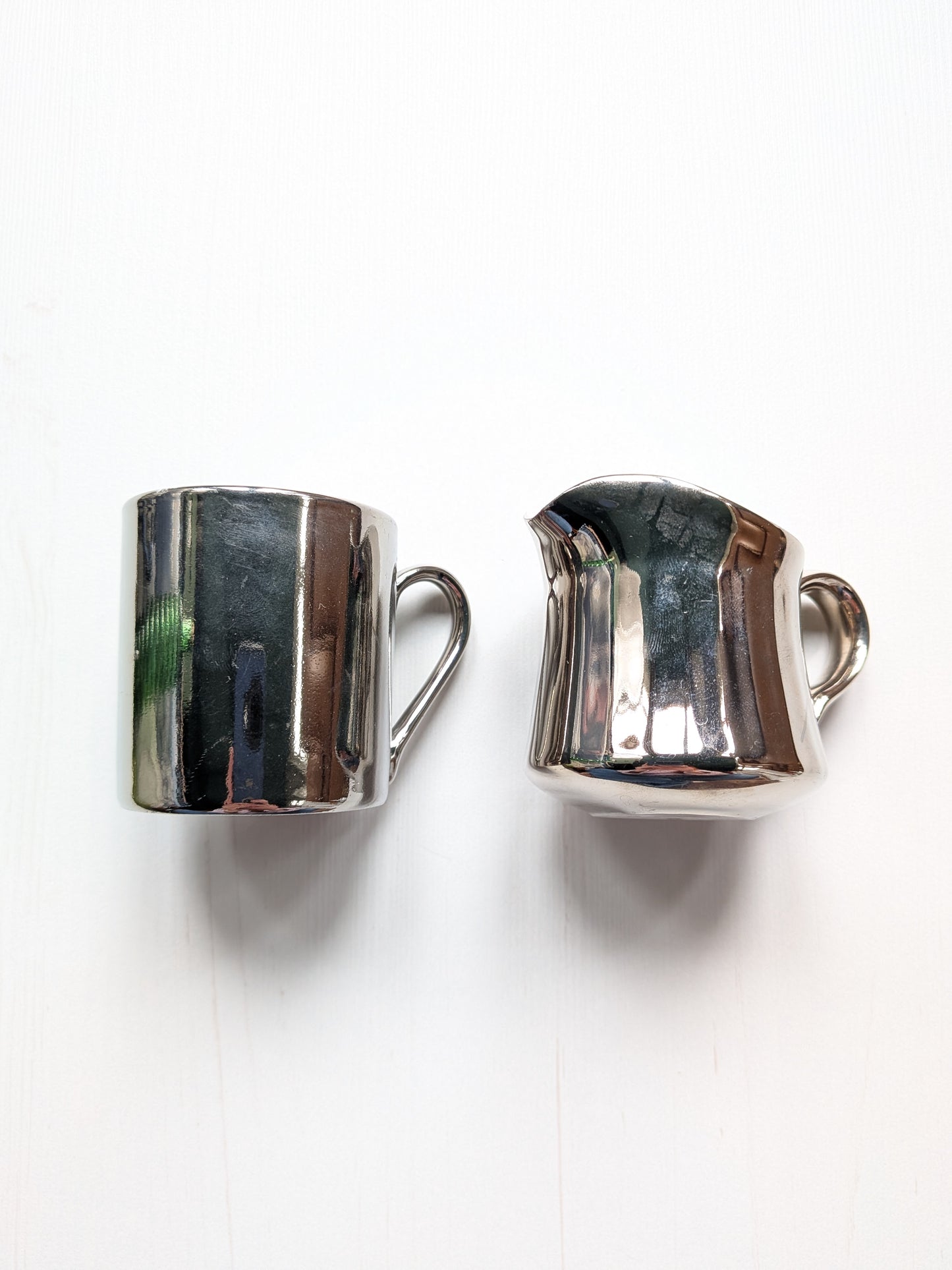 Vintage Royal Worcester Silver-Coloured Creamer/Pitcher and Espresso Cup