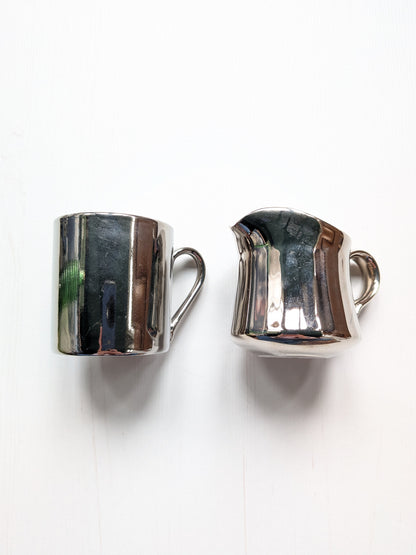 Vintage Royal Worcester Silver-Coloured Creamer/Pitcher and Espresso Cup