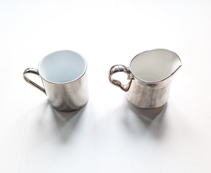Vintage Royal Worcester Silver-Coloured Creamer/Pitcher and Espresso Cup
