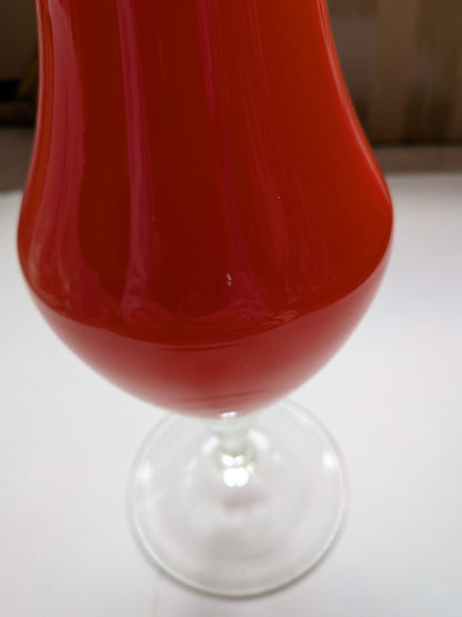 Vintage Empoli-Style Red Cased Glass Bud Vase - 1970s Approx