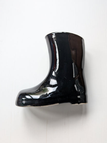 Vintage Black Boot-Shaped Ceramic Planter Pot/Small Vase