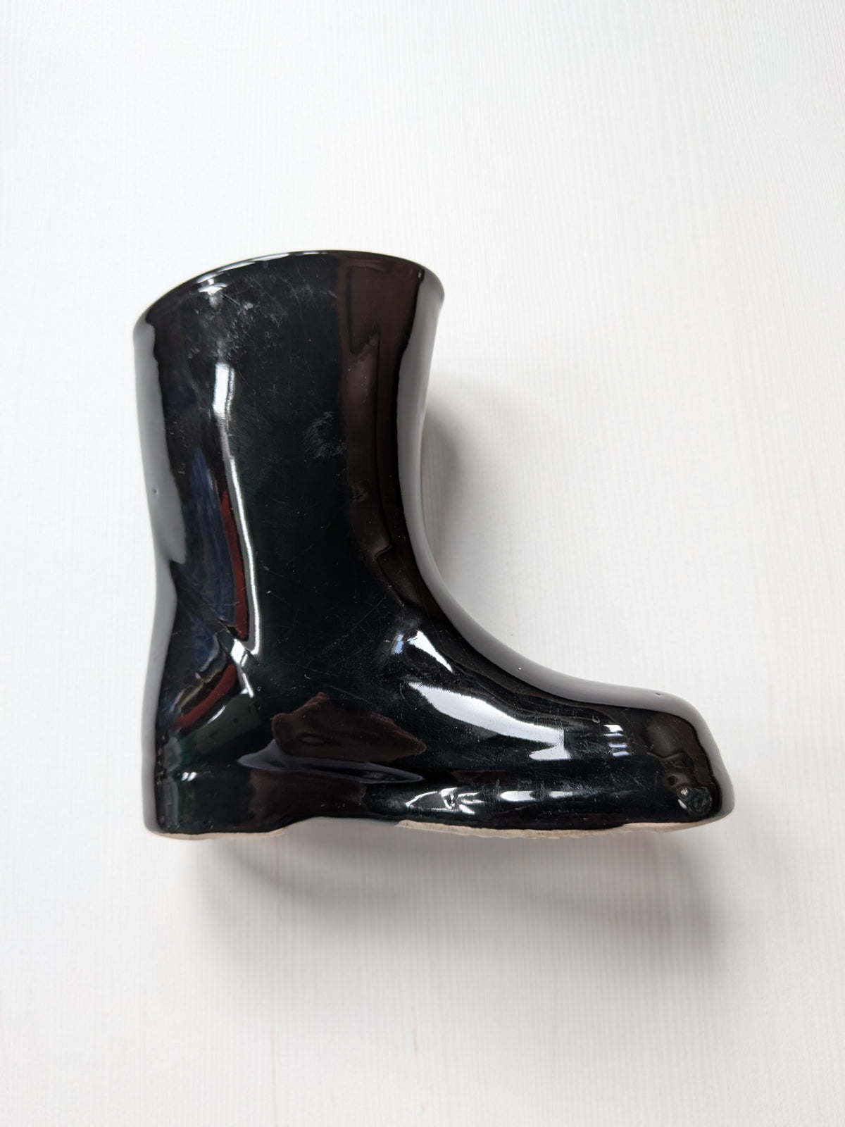 Vintage Black Boot-Shaped Ceramic Planter Pot/Small Vase