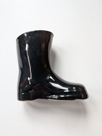 Vintage Black Boot-Shaped Ceramic Planter Pot/Small Vase