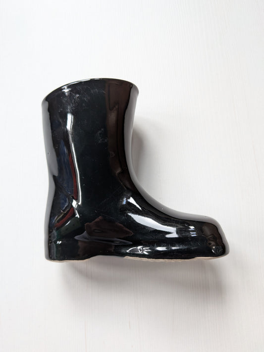 Vintage Black Boot-Shaped Ceramic Planter Pot/Small Vase
