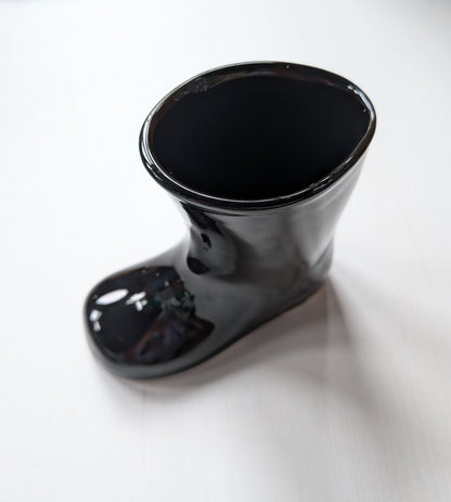 Vintage Black Boot-Shaped Ceramic Planter Pot/Small Vase