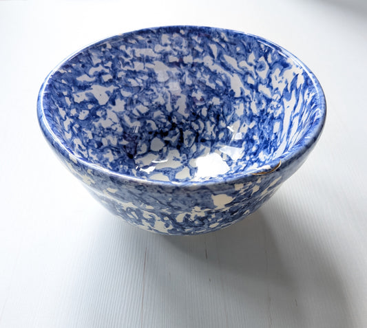 Vintage Blue/White Spongeware Pattern Stoviclierie Bowl - Made in Italy