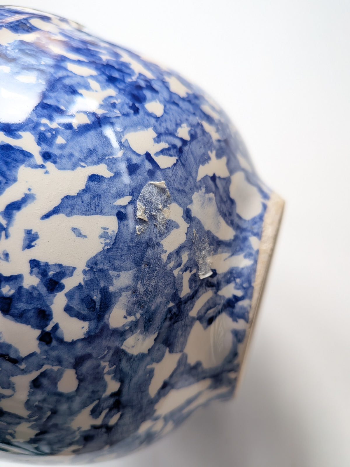 Vintage Blue/White Spongeware Pattern Stoviclierie Bowl - Made in Italy