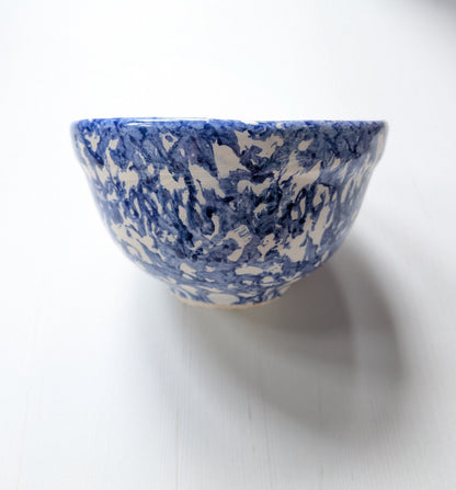 Vintage Blue/White Spongeware Pattern Stoviclierie Bowl - Made in Italy