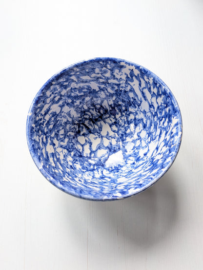 Vintage Blue/White Spongeware Pattern Stoviclierie Bowl - Made in Italy
