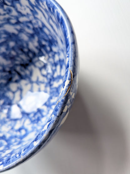 Vintage Blue/White Spongeware Pattern Stoviclierie Bowl - Made in Italy